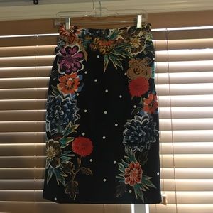 Anthropologie patterned a line skirt